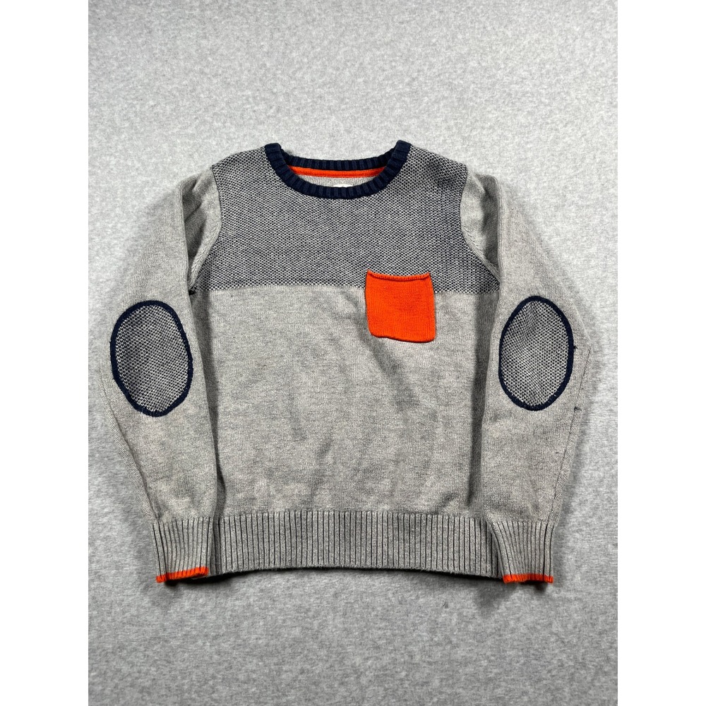 Mini Boden Sweater Boys 9-10Y Gray Colorblock Elbow Patch Academia Preppy
